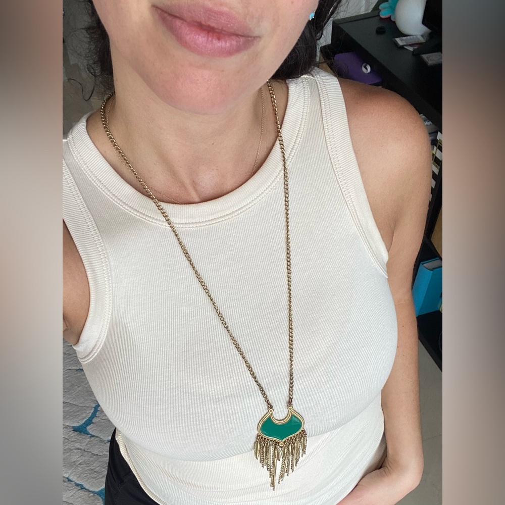 Gold and Green Statement Necklace - Picture 2 of 5
